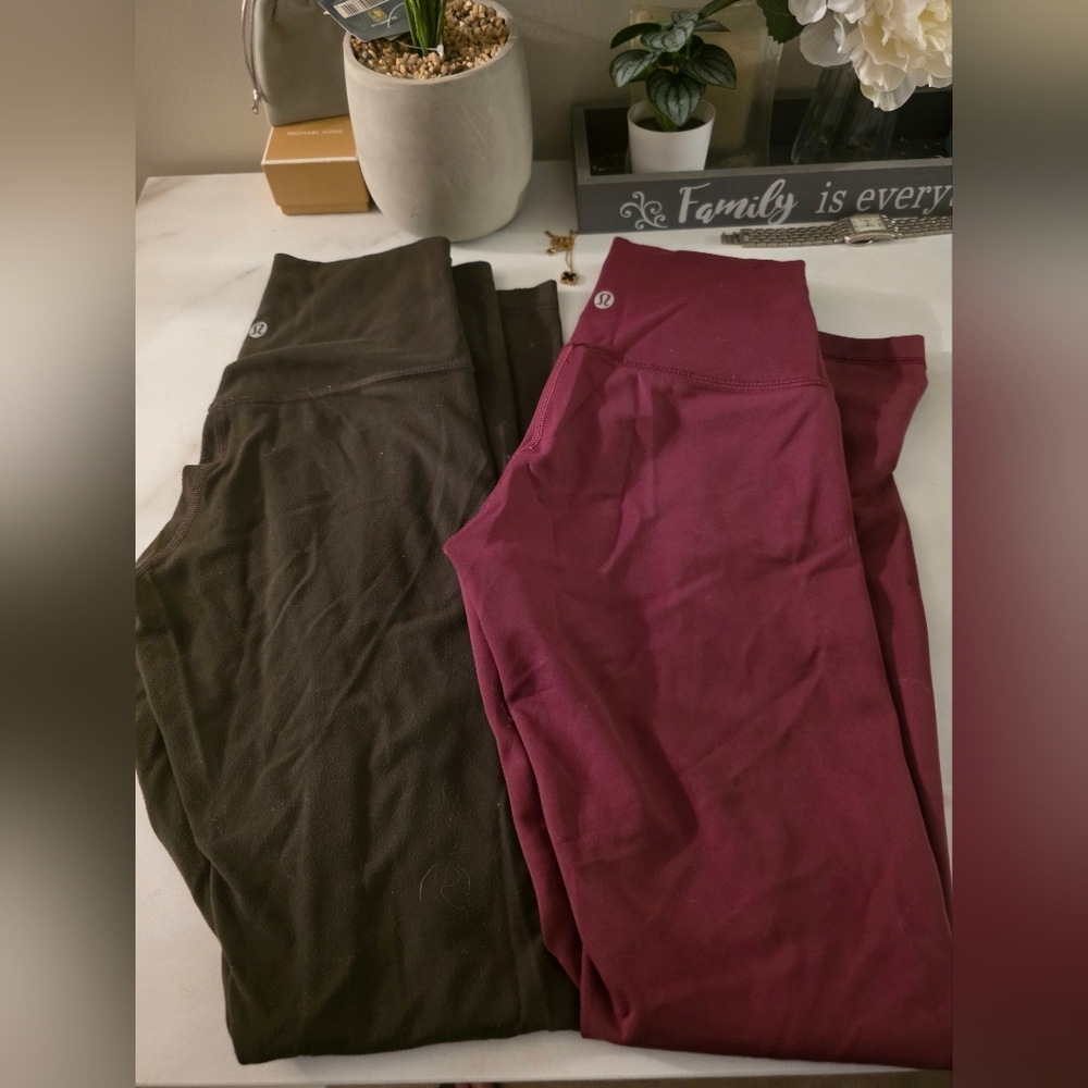 lululemon athletica Olive and Burgundy Leggings